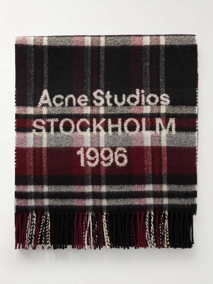Acne Studios Fringed Checked Wool-blend Scarf