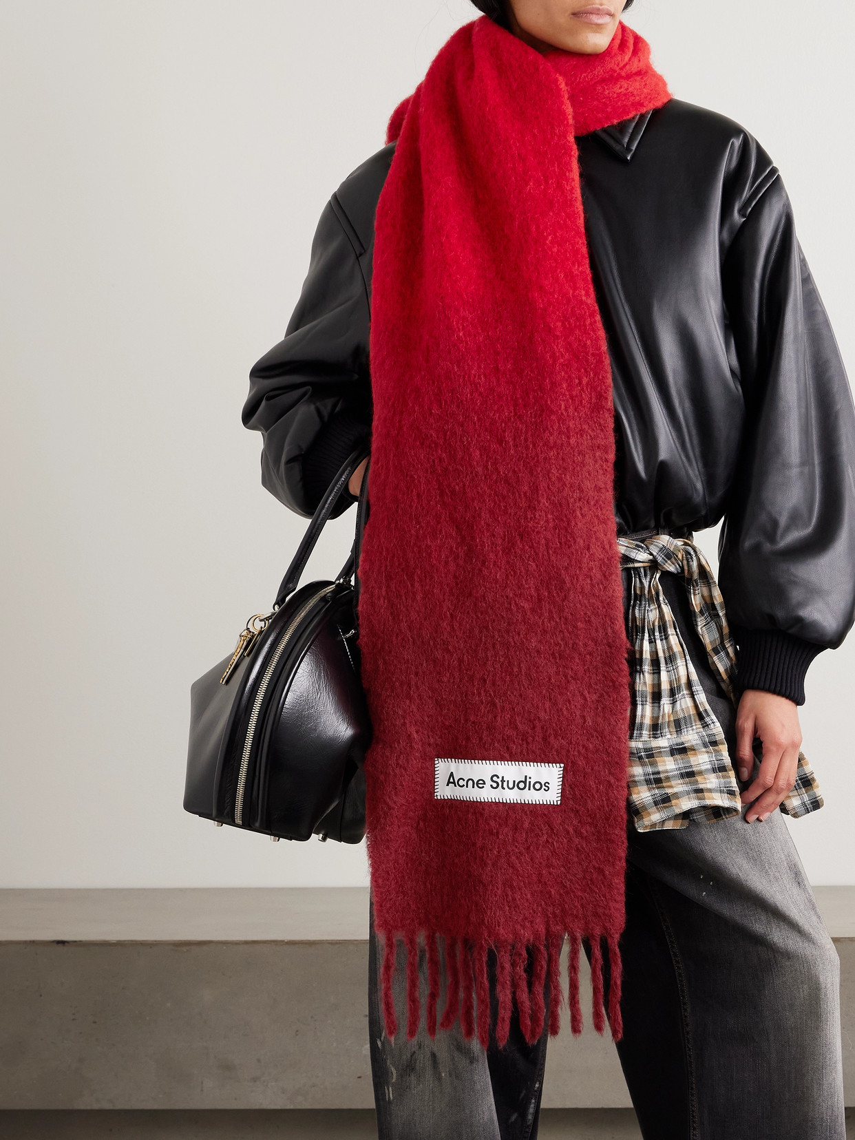 Acne Studios Gradient-effect Scarf In Red