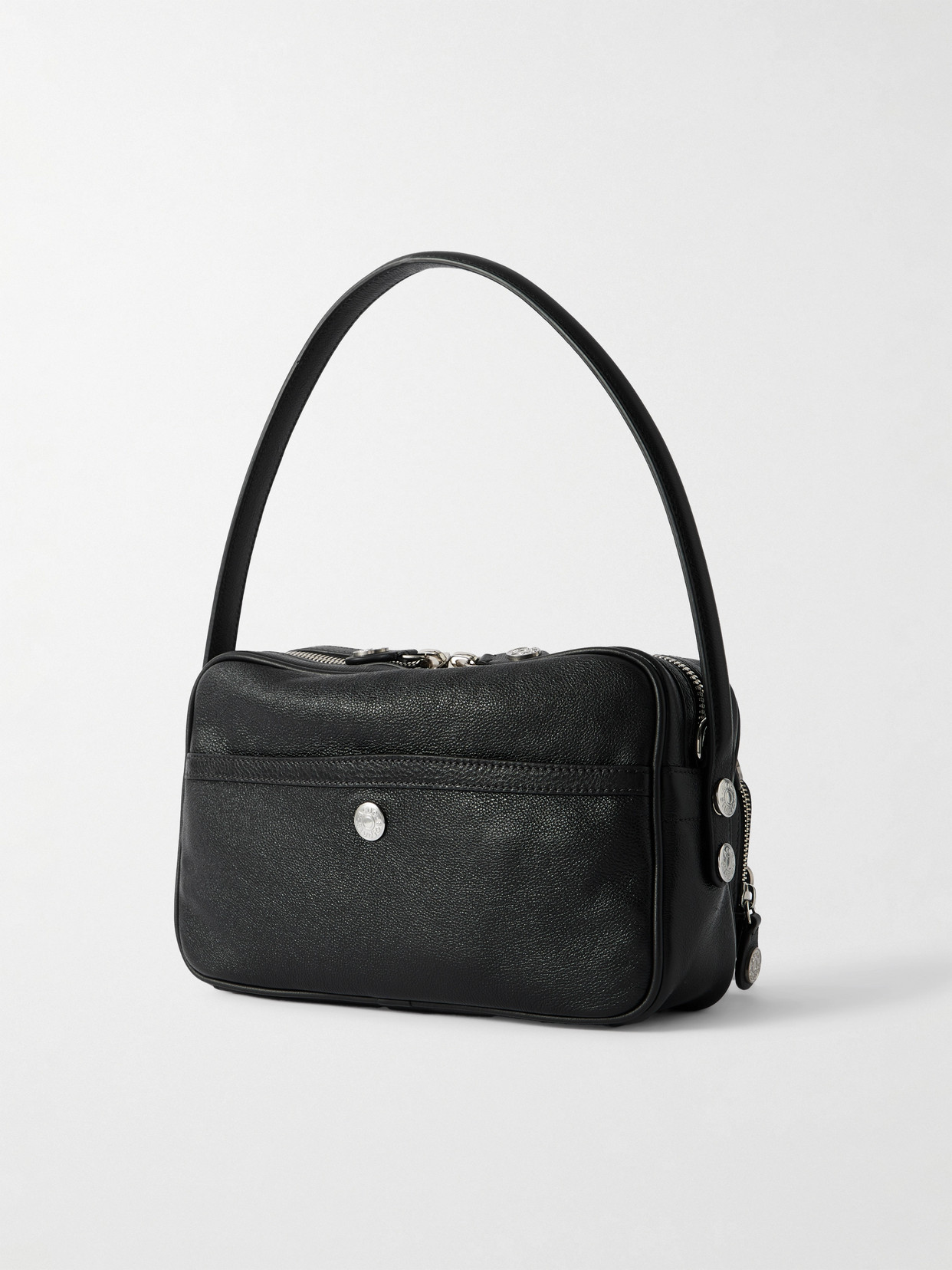 Acne Studios Small Shearling-trimmed Leather Shoulder Bag In Black
