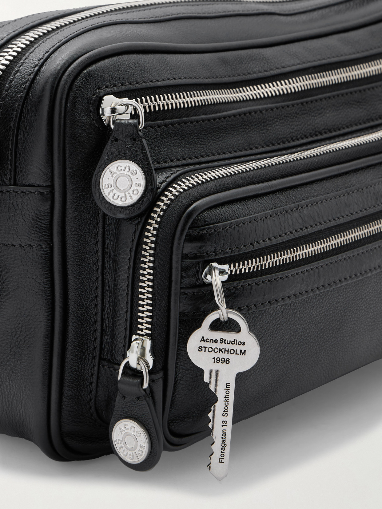 Acne Studios Small Shearling-trimmed Leather Shoulder Bag In Black