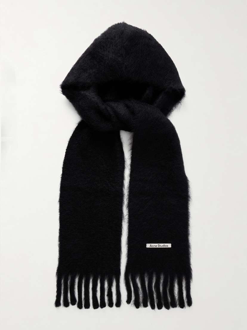 Acne Studios Hooded Fringed Mohair And Wool-blend Scarf