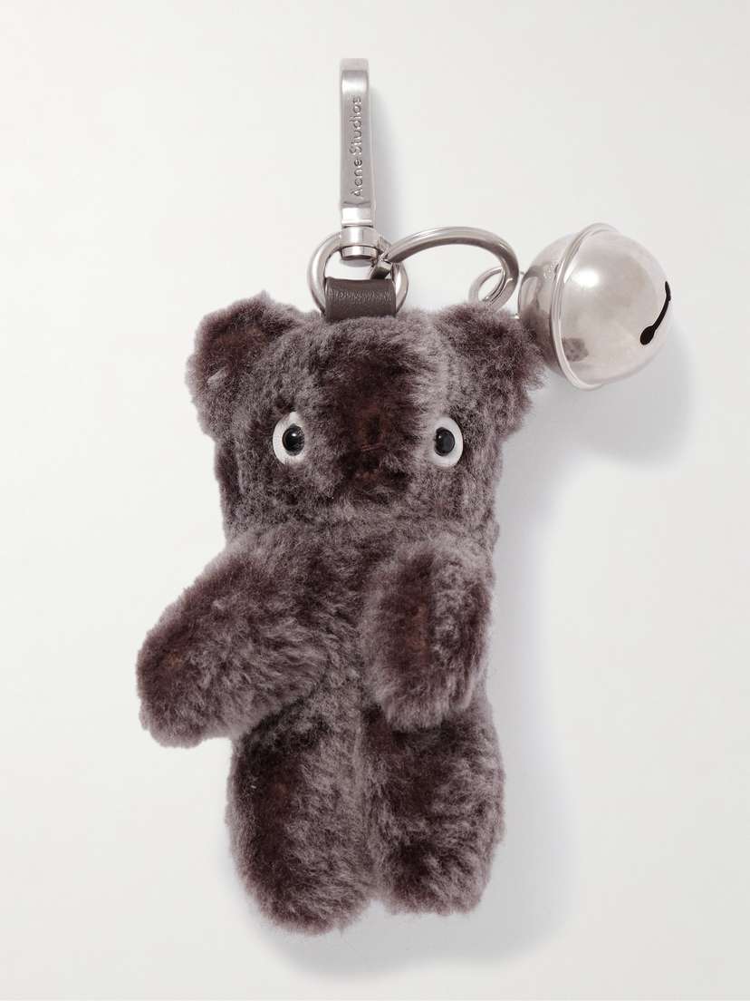 Acne Studios Silver-tone Leather-trimmed Shearling Keychain