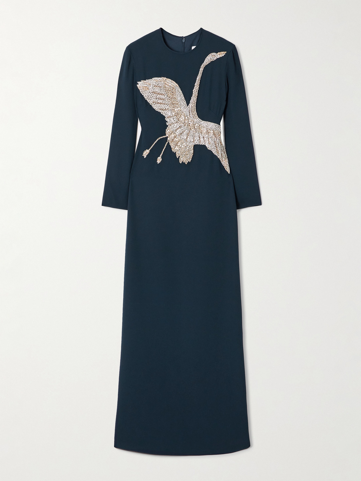 Costarellos Nadine Crystal-embellished Crepe Gown In Blue