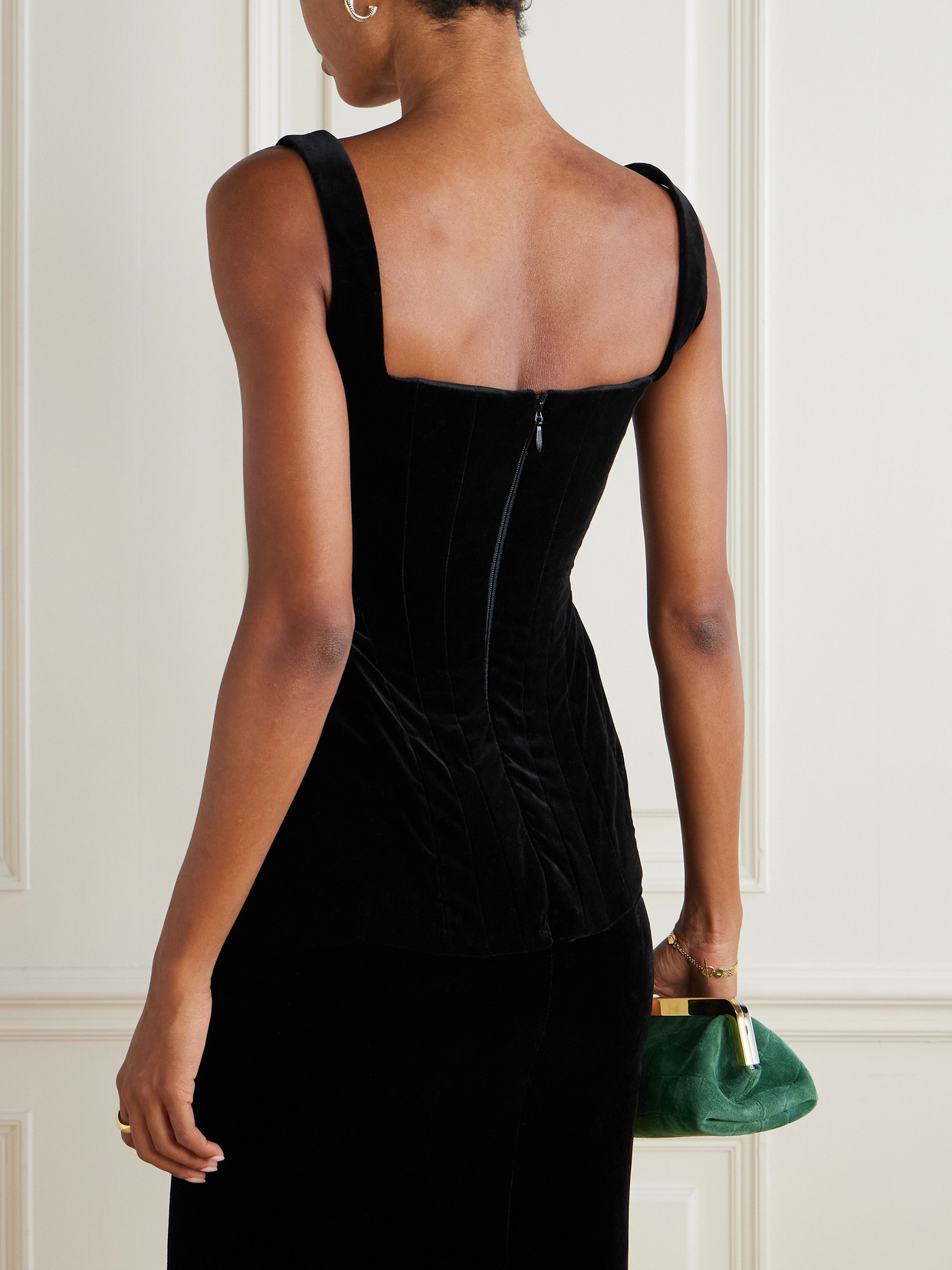 Costarellos Cotton-velvet Blouse In Black