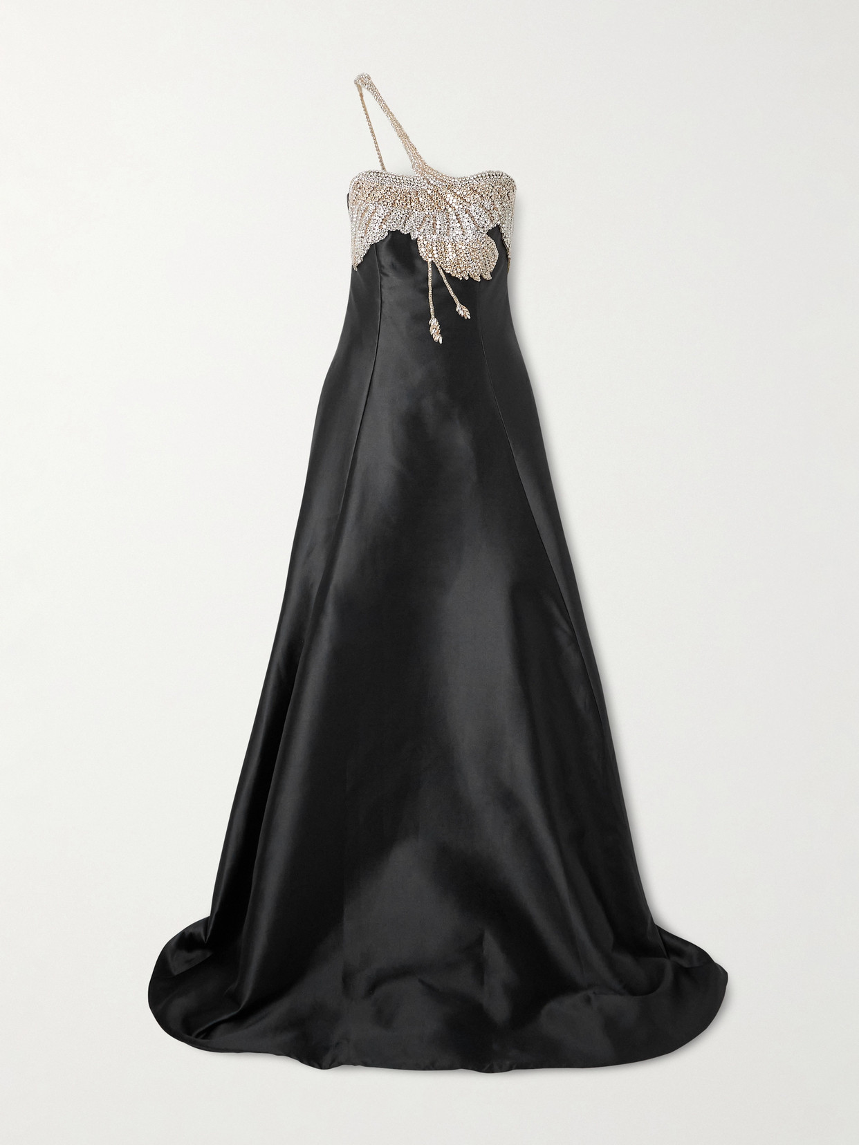 Costarellos Venezia Crystal-embellished Mikado Gown In Black