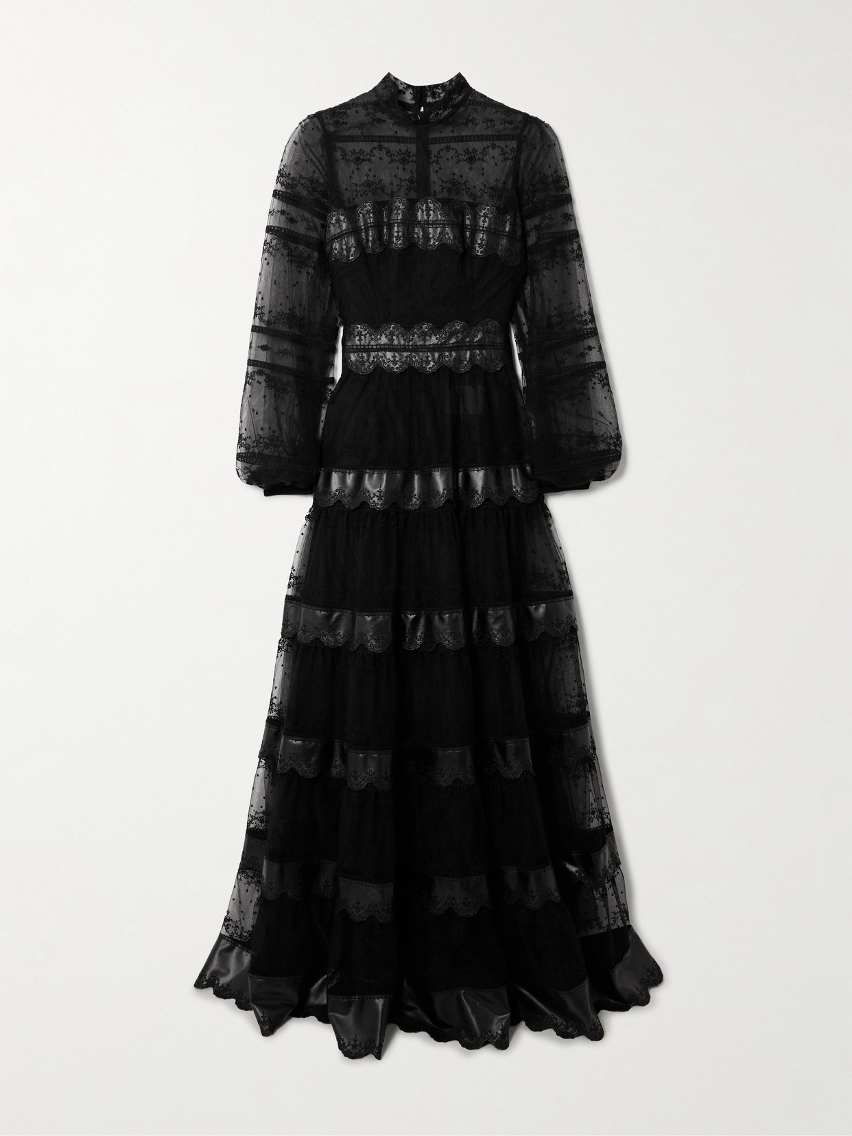 Costarellos Jacey Embroidered Tulle Gown In Black