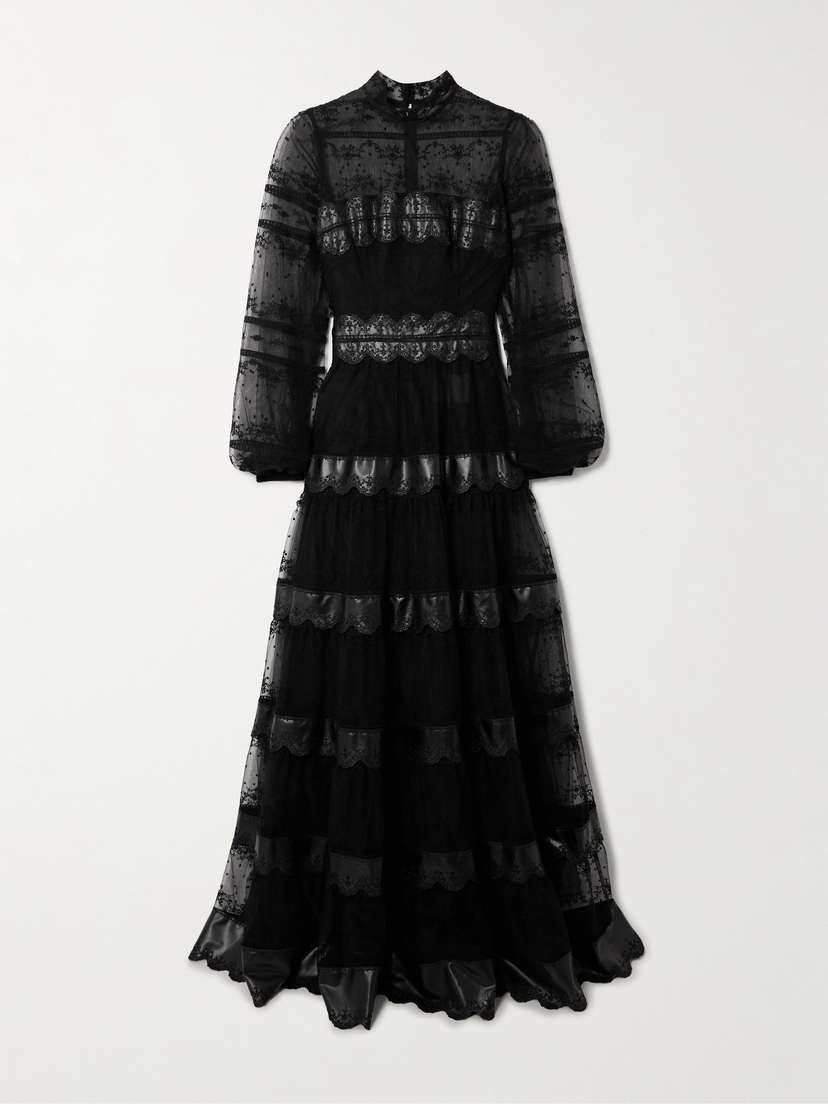 Costarellos Jacey Embroidered Tulle Gown