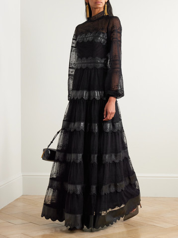 Costarellos Jacey embroidered tulle gown