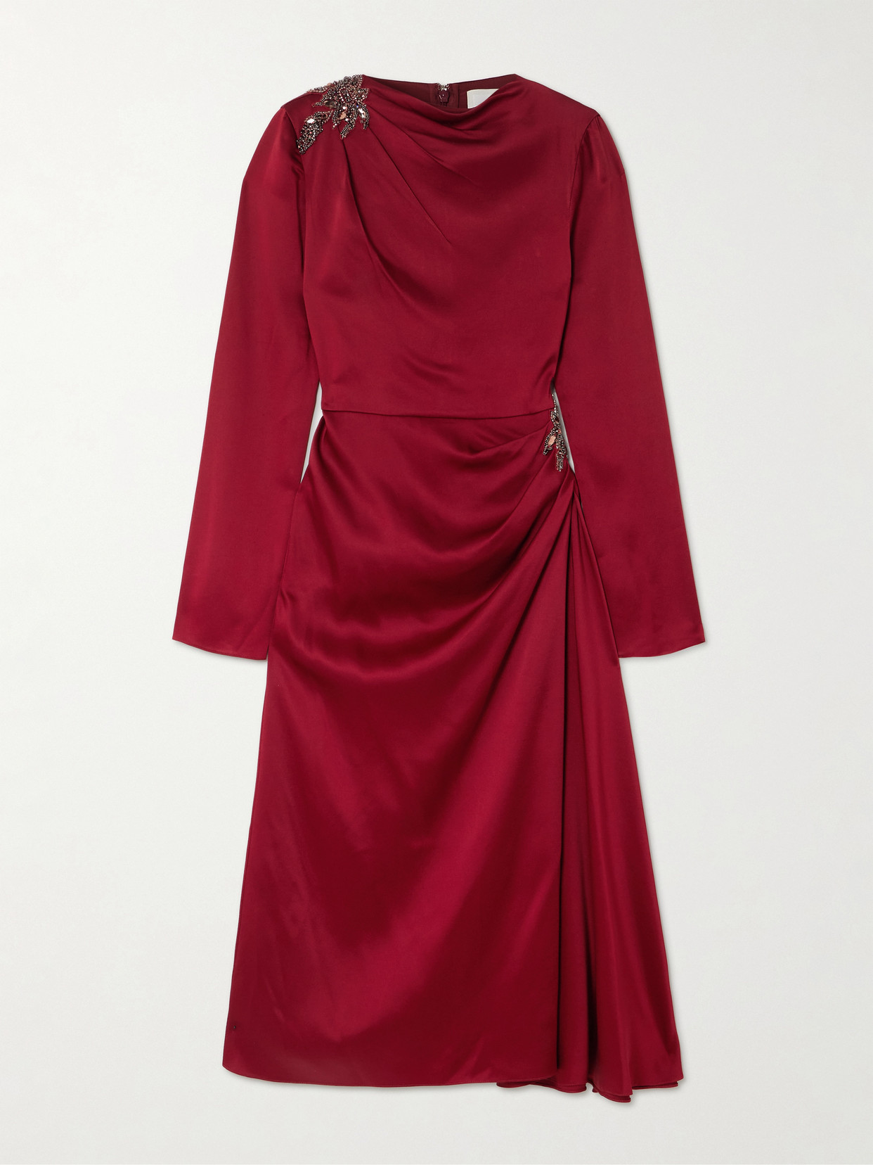 Erdem Crystal-embellished Satin Cady Cocktail Dress In Red