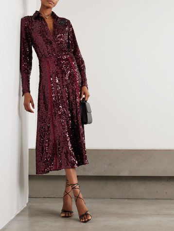 Erdem Crystal-embellished sequined crepe de chine shirt