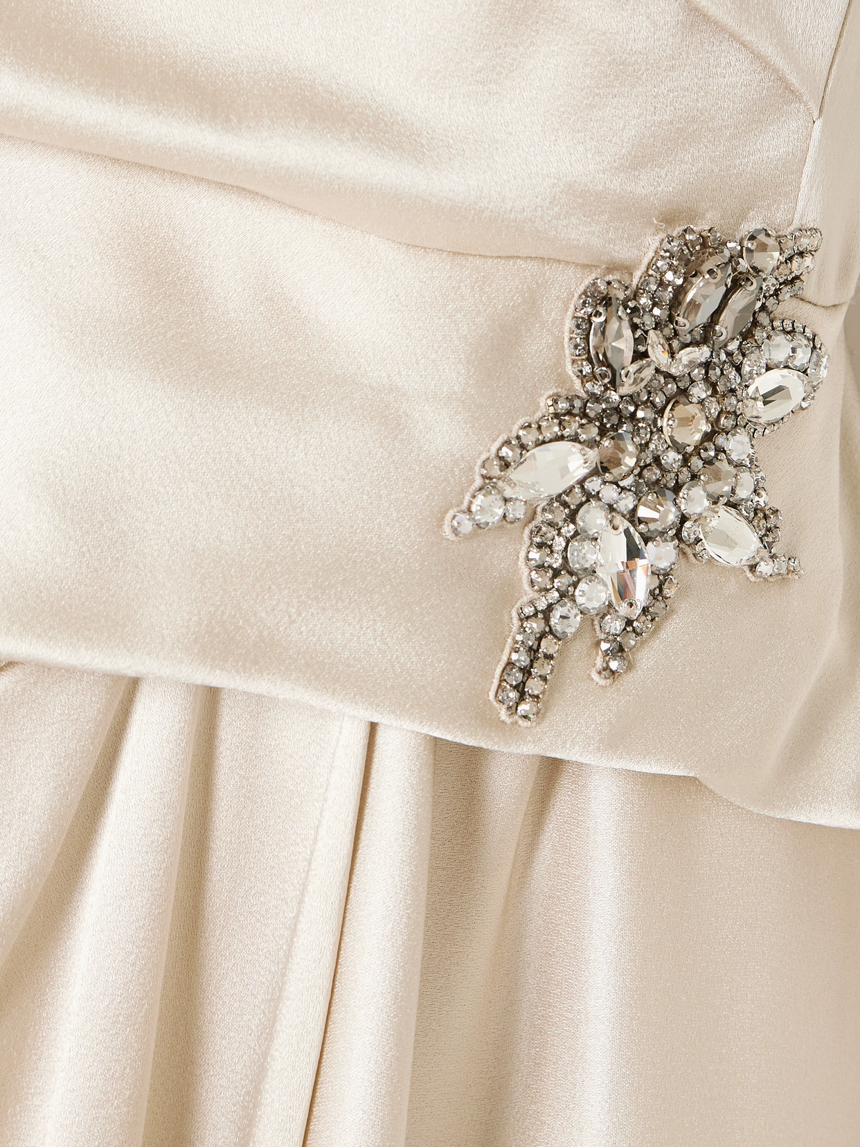 Erdem Asymmetric Crystal-embellished Draped Satin Dress In White