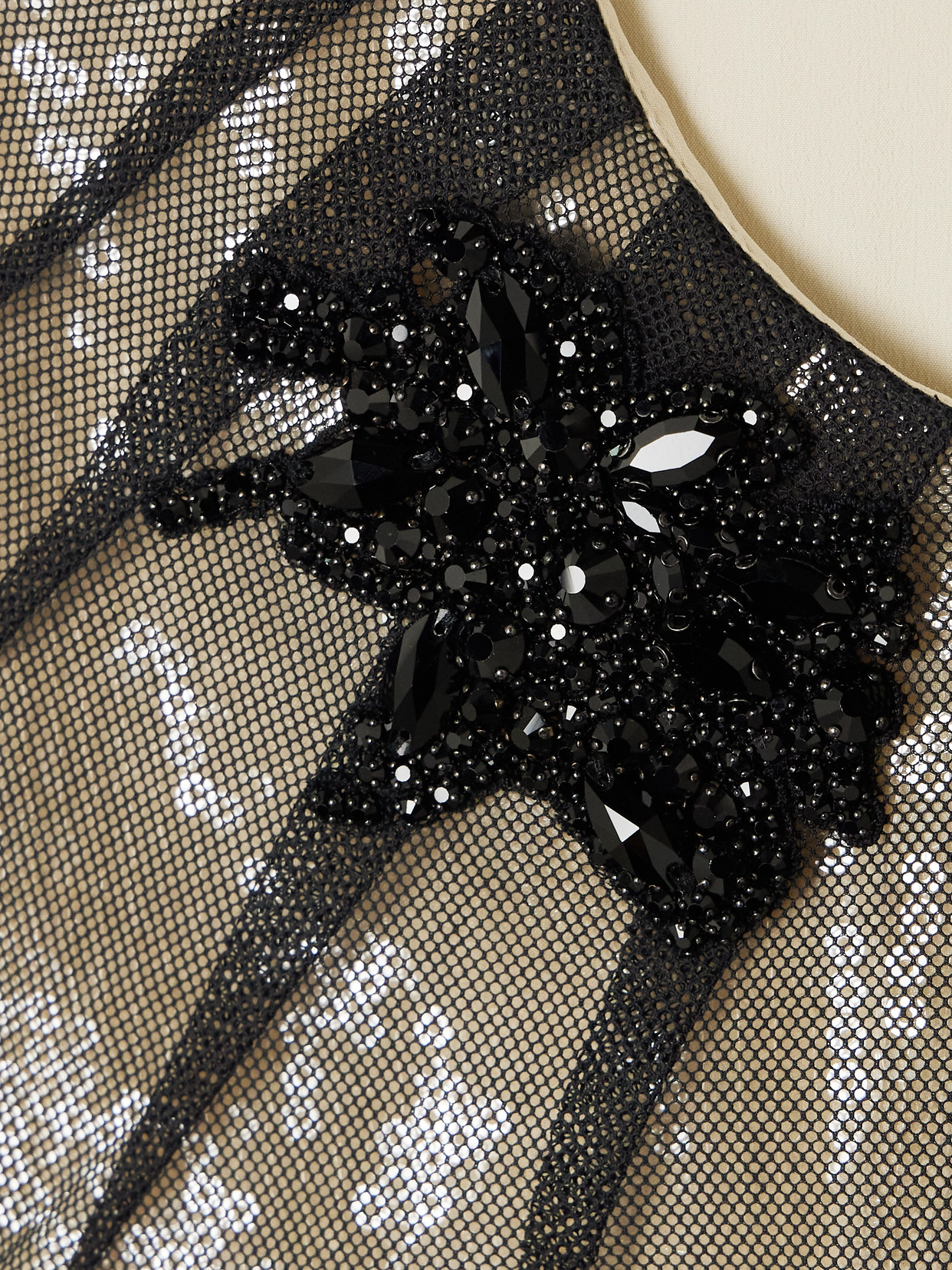 Erdem Layered Embellished Sequined Tulle Midi Dress In Gray