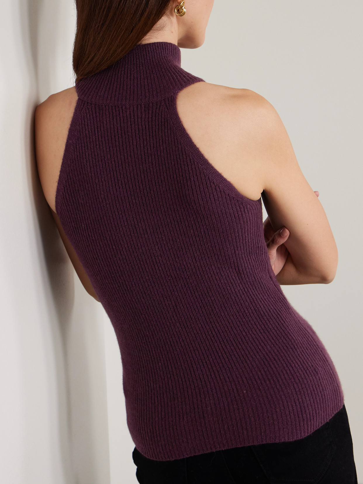 Freya Ribbed Cashmere Turtleneck Tank