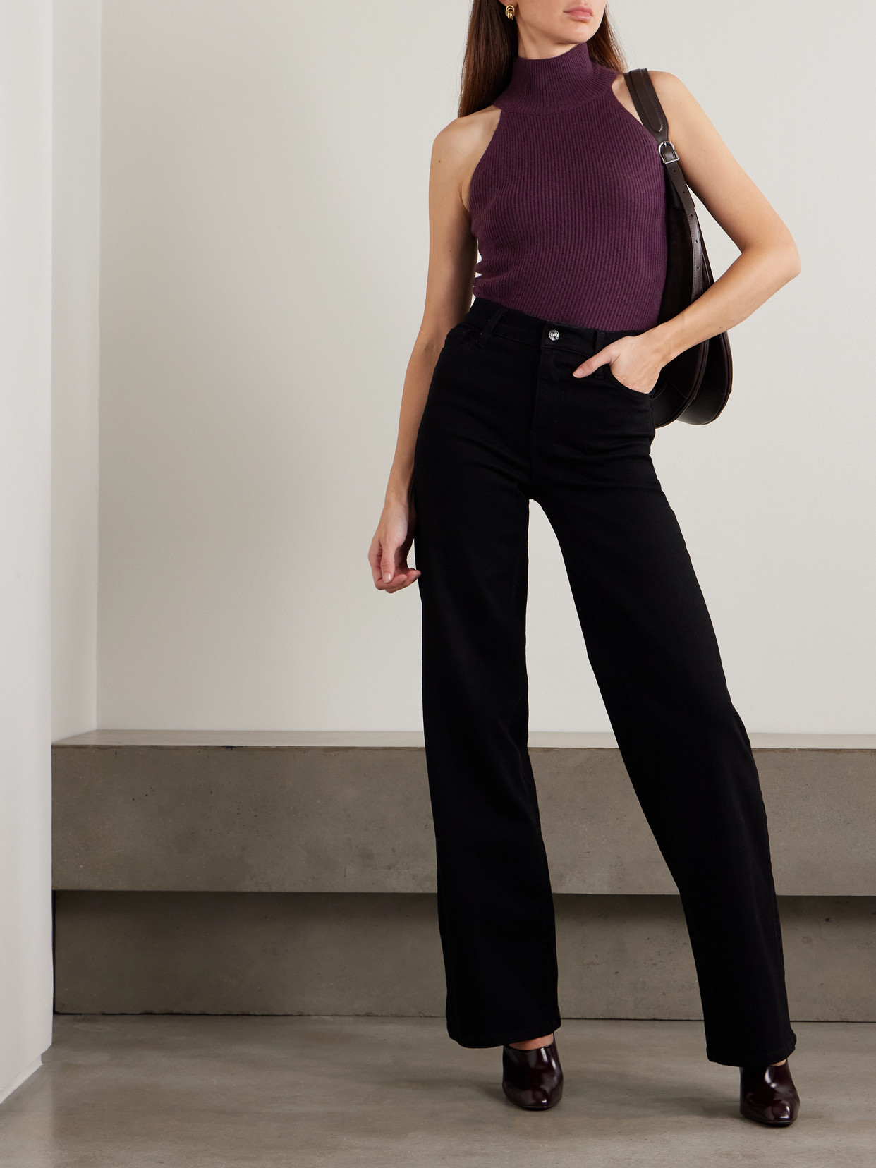 Freya Ribbed Cashmere Turtleneck Tank