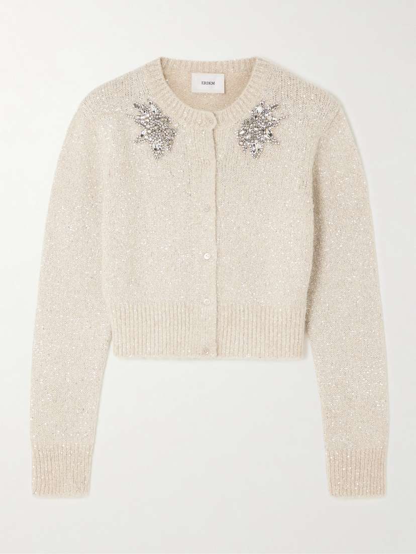 Erdem Embellished Alpaca-blend Cardigan