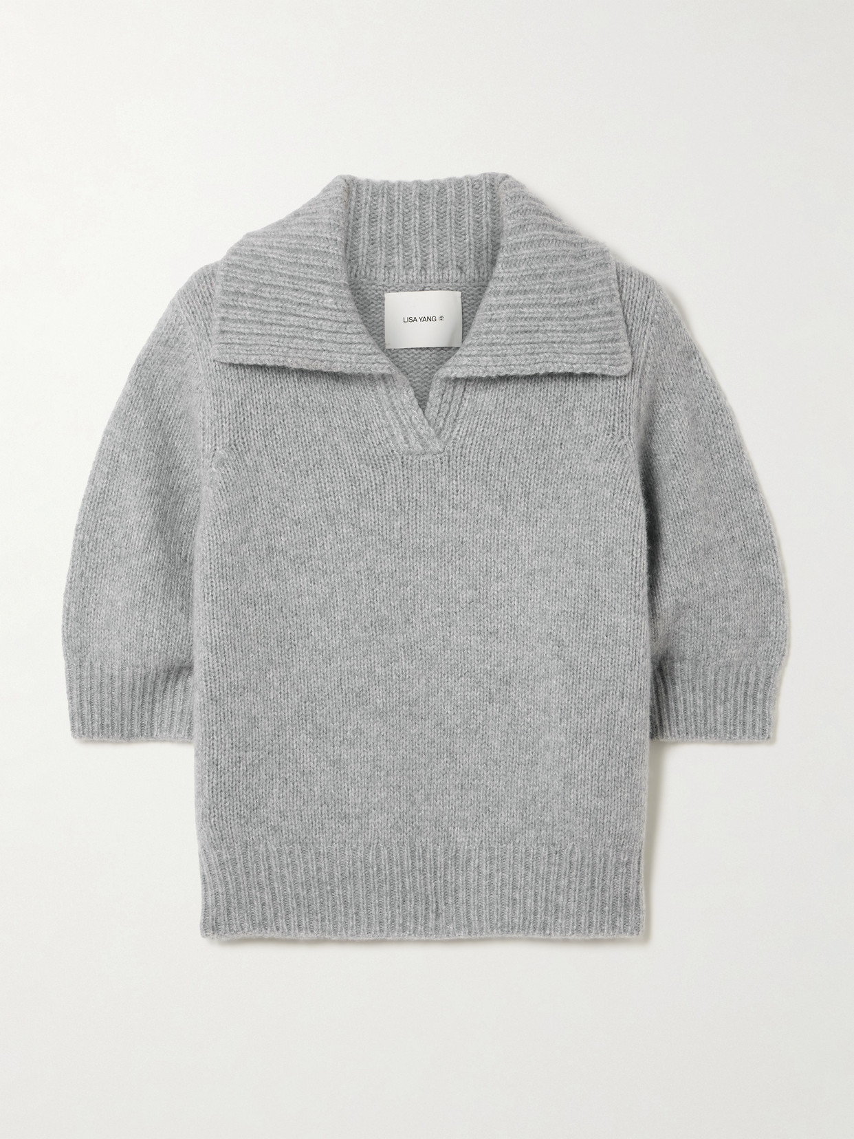 Lisa Yang Lailai Cashmere And Silk-blend Polo Sweater In Gray