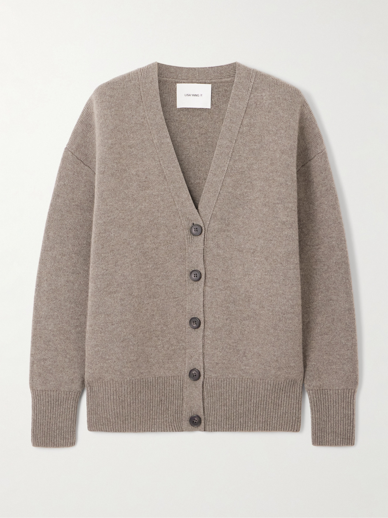 Lisa Yang Amery Ribbed-button Cardigan In Gray
