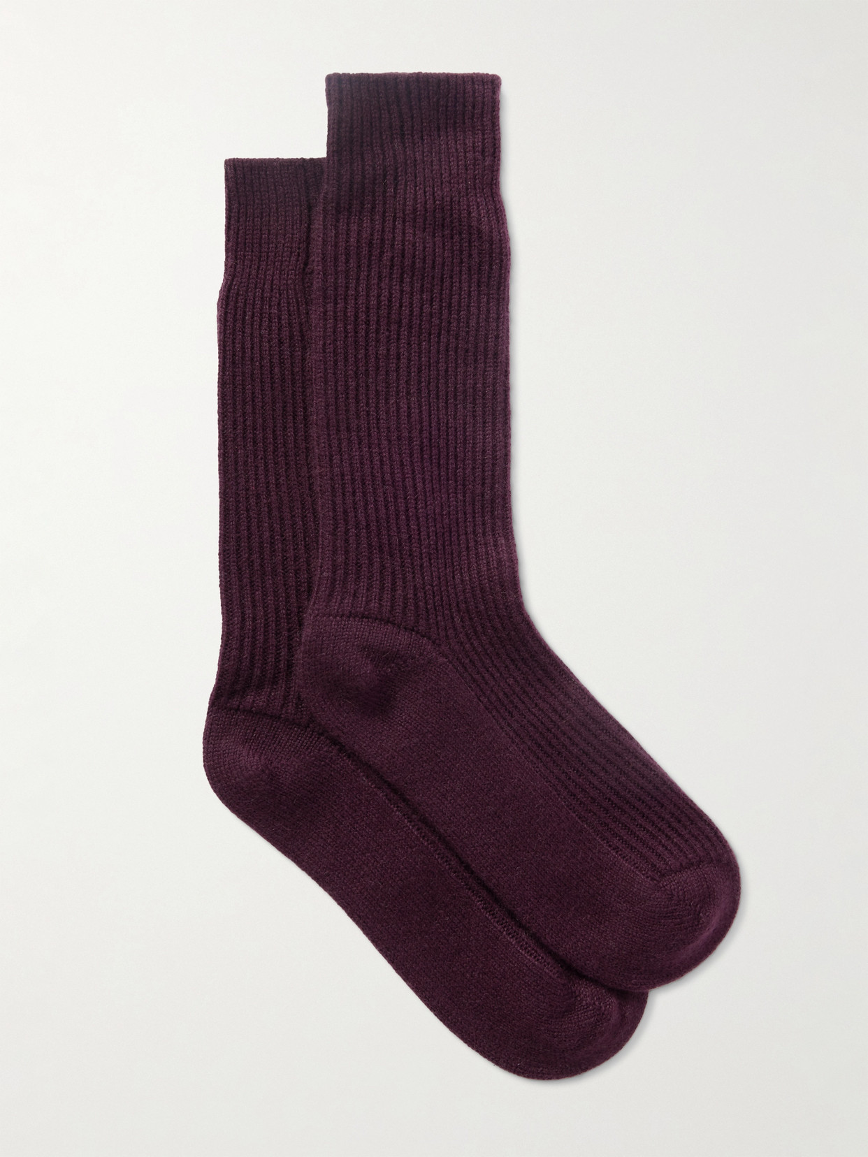 Lisa Yang Zera Ribbed Cashmere Socks In Burgundy