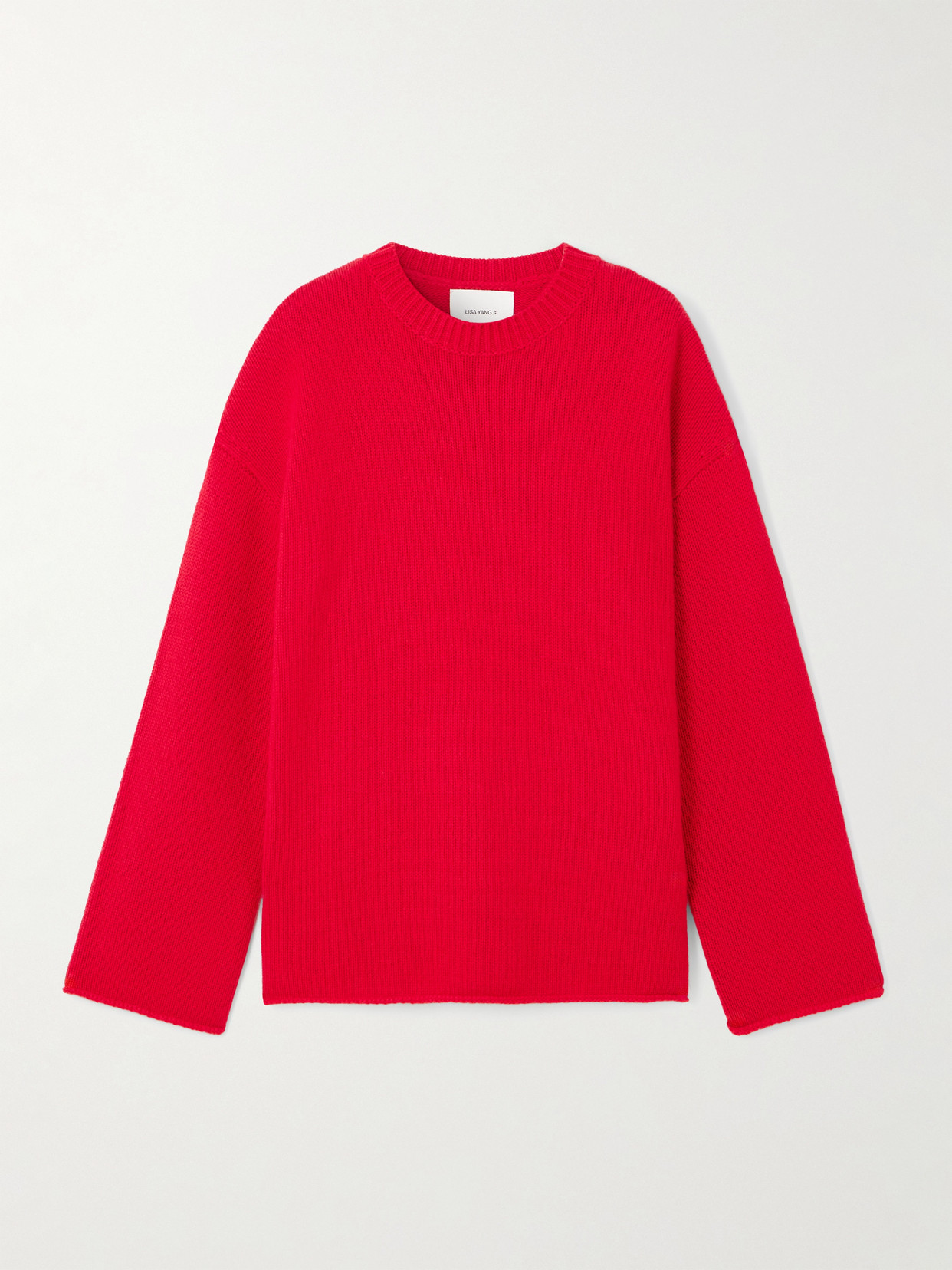Lisa Yang Bright Red Crew-neck Long-sleeve Sweater In Black