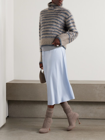 LISA YANG Floren striped brushed-cashmere turtleneck sweater