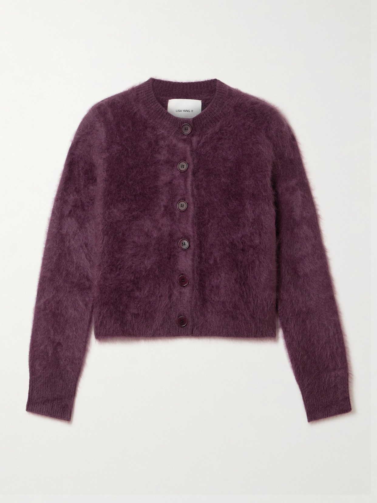 Lisa Yang Azalea Brushed-cashmere Cardigan In Purple