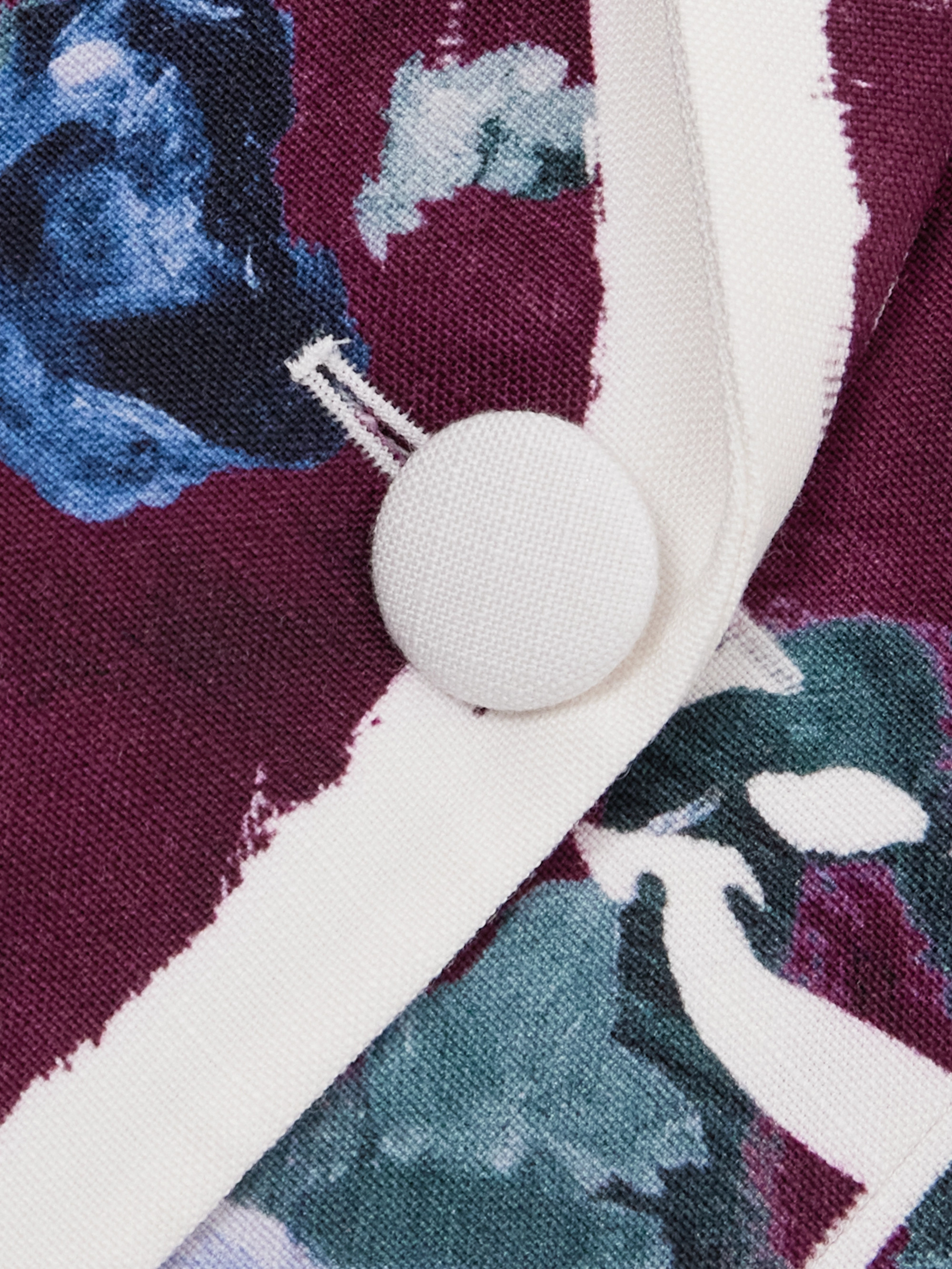Double-breasted floral-print satin coat — Image 4