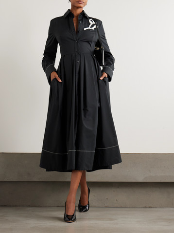 ganni double cotton dress GANNI Black Stretch Cotton Dress