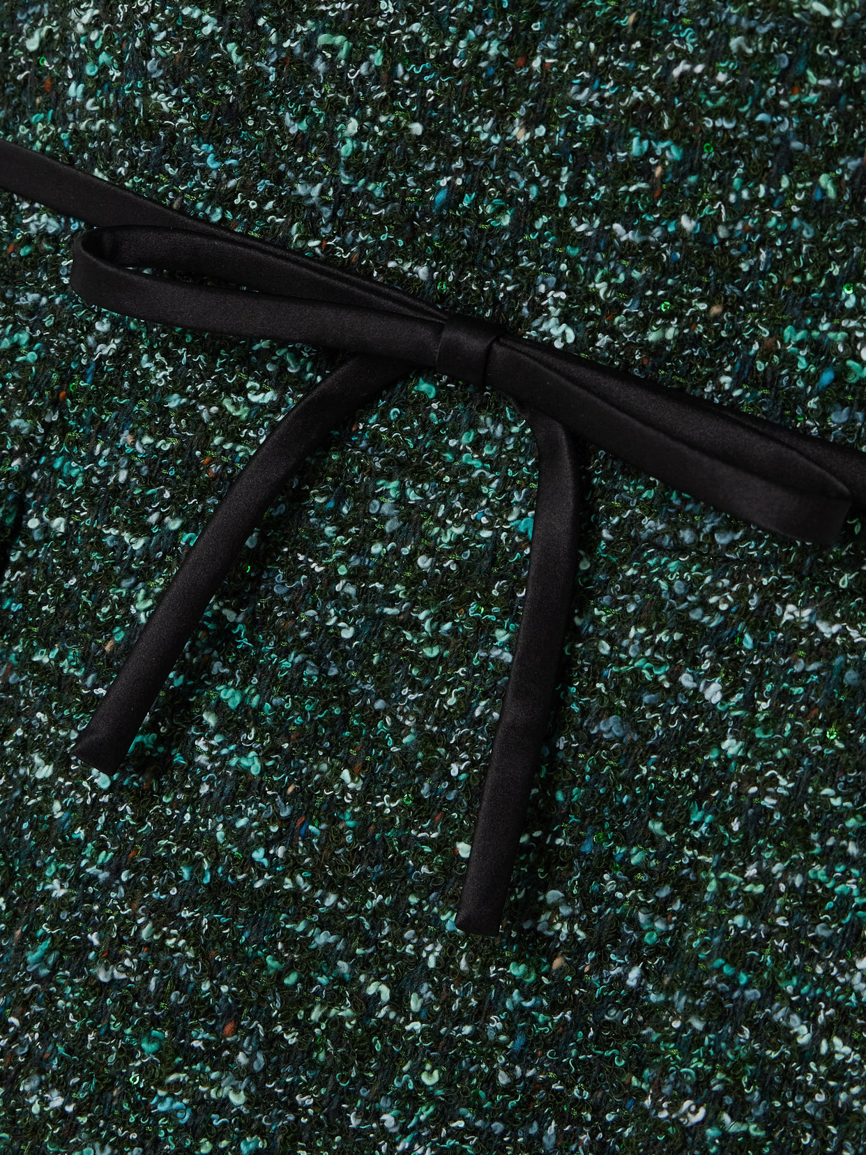 Erdem Bow-detailed Bouclé-tweed Midi Dress In Green