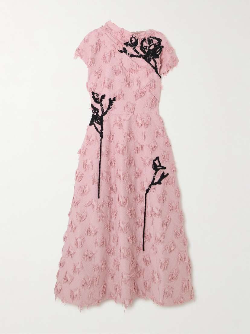 Erdem Embroidered Fil Coupé Jacquard Midi Dress