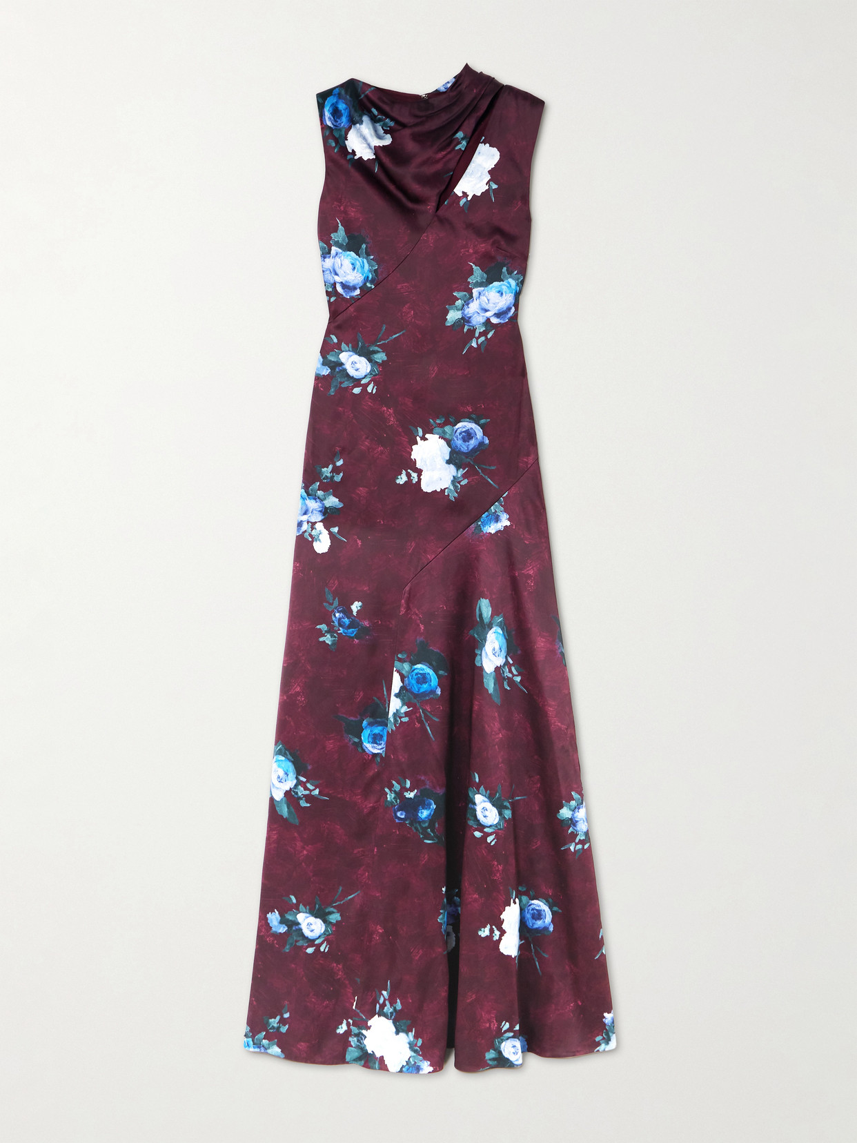 Erdem Asymmetric Cutout Floral-print Duchesse-satin Gown In Animal Print