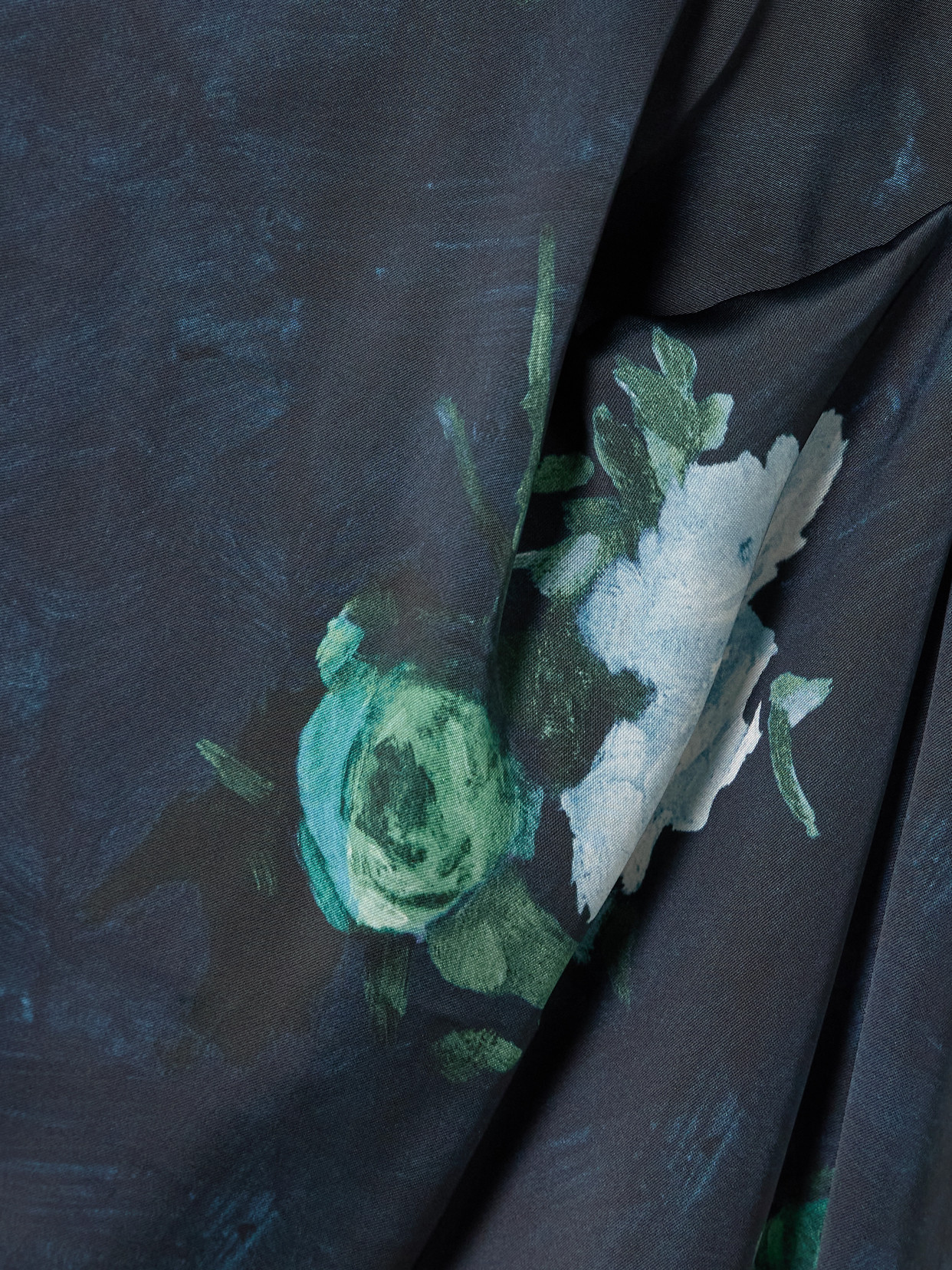 Erdem Off-the-shoulder Gathered Floral-print Satin Gown In Blue