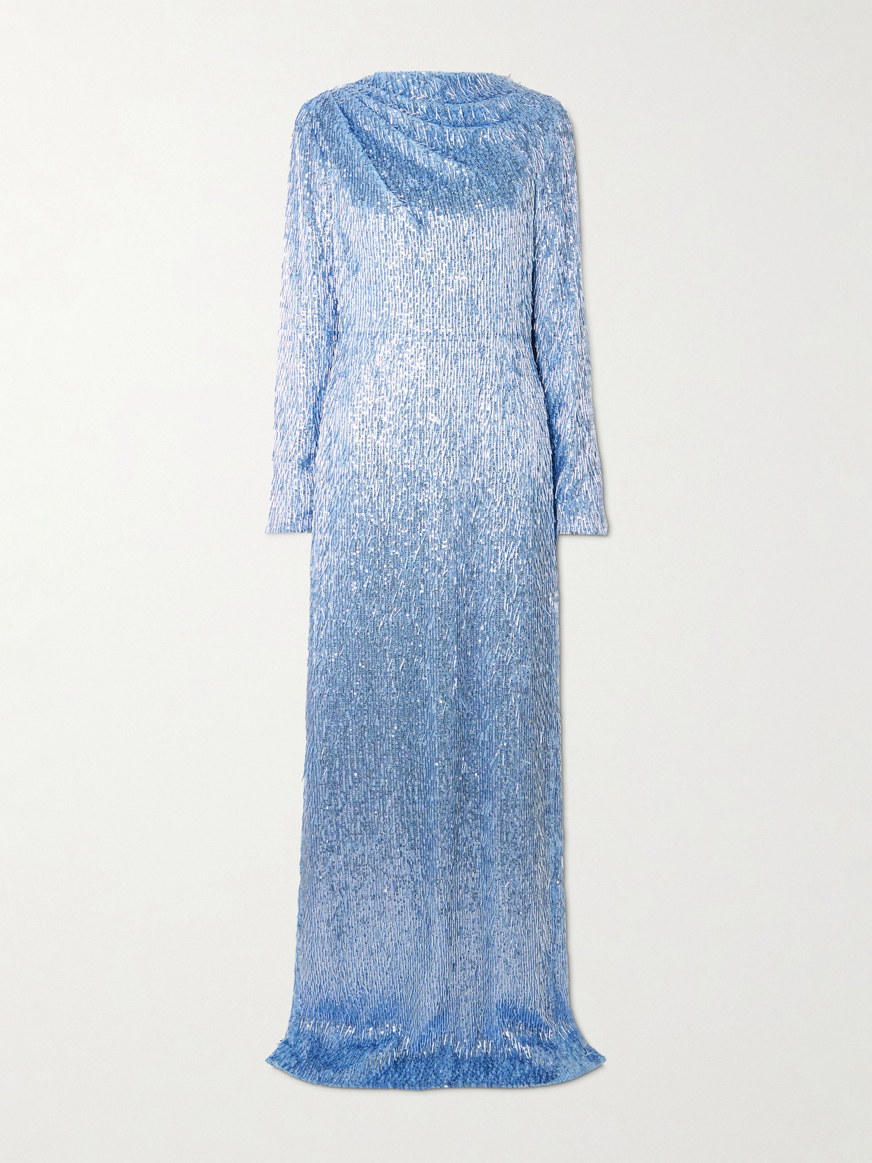 Erdem Embellished Draped Tulle Gown In Blue