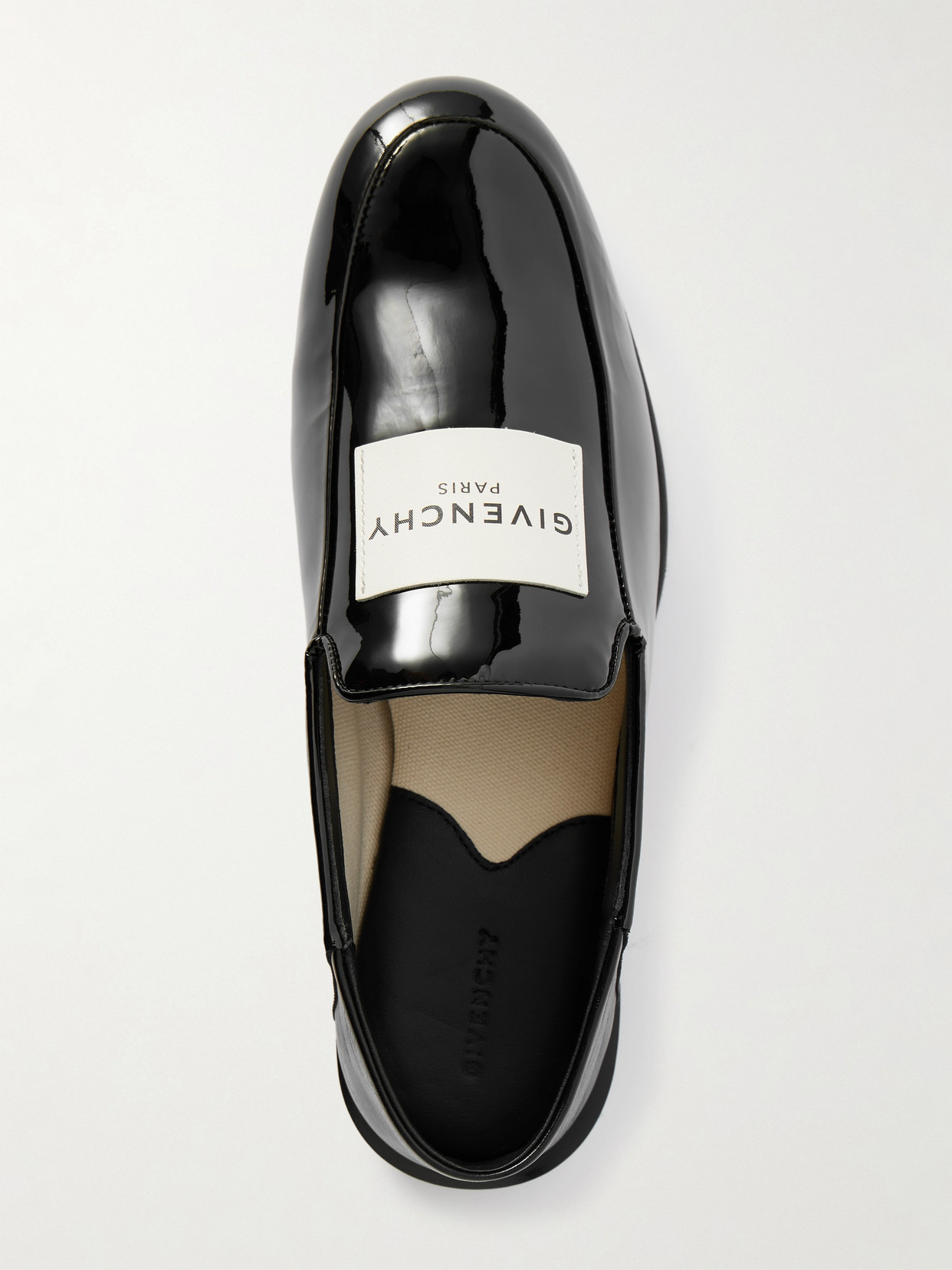 Givenchy Label Loafers In Patent Leather In Black
