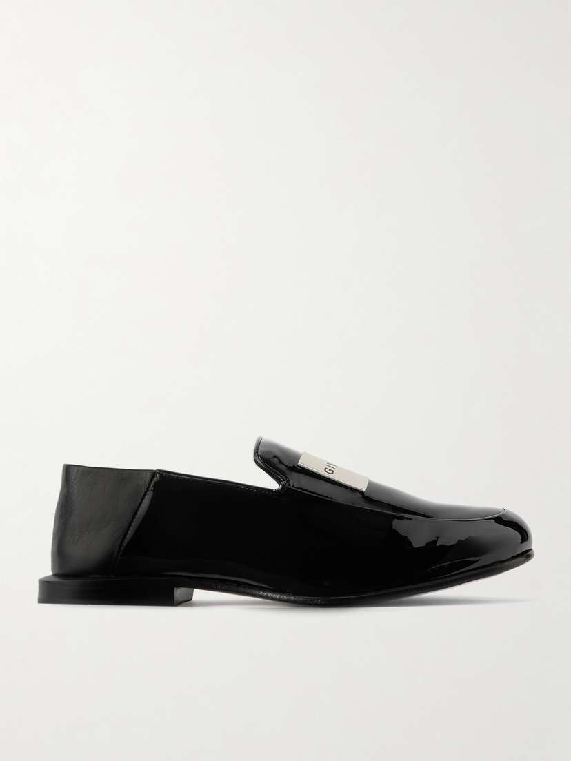 Givenchy Collapsible-heel Appliquéd Patent-leather Loafers