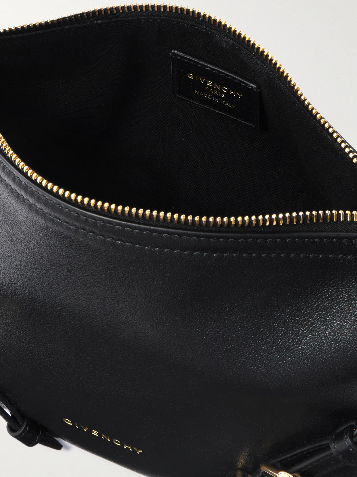 Givenchy Hammered Leather Shoulder Bag With Logo On The Front And Metal Details In Black