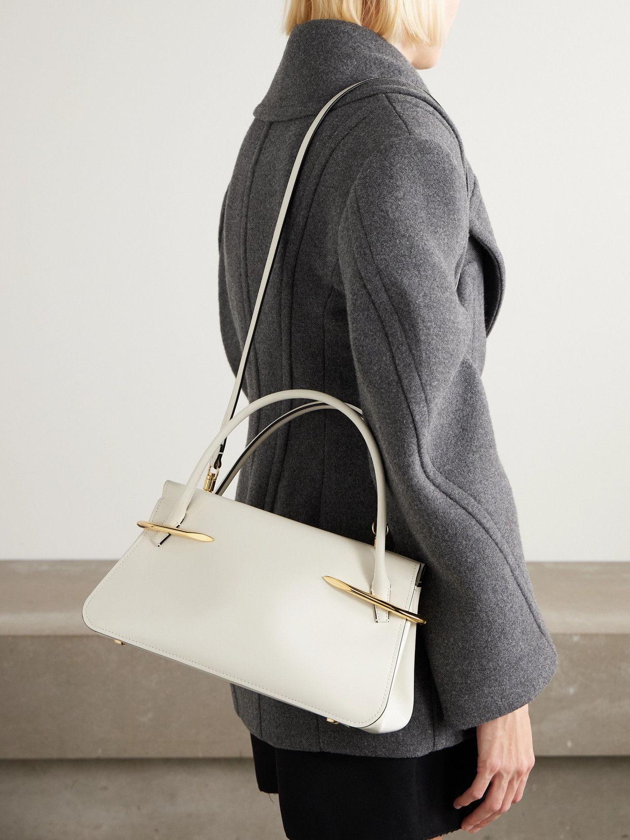 Givenchy Medium Structured Leather Handbag With Top Handle In White