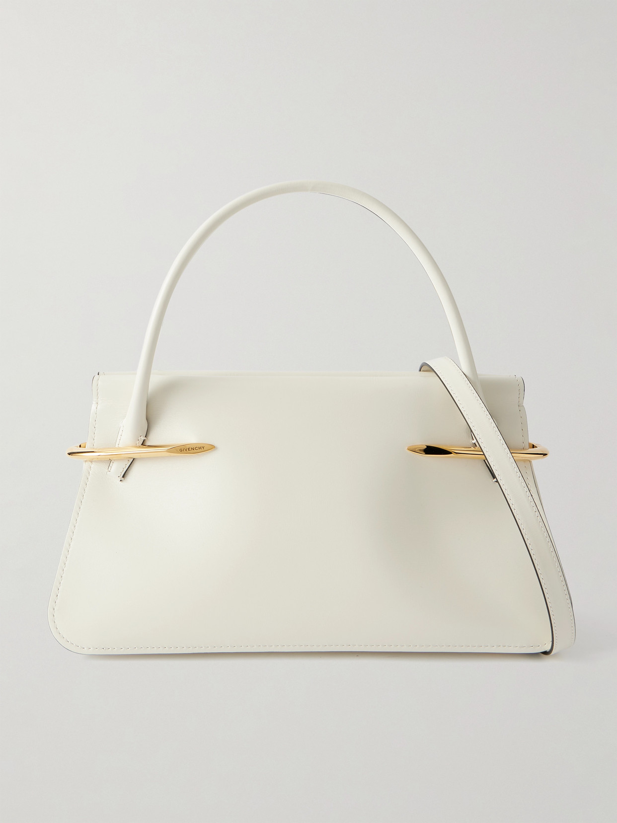 Givenchy Pinch Embellished Leather Shoulder Bag In White