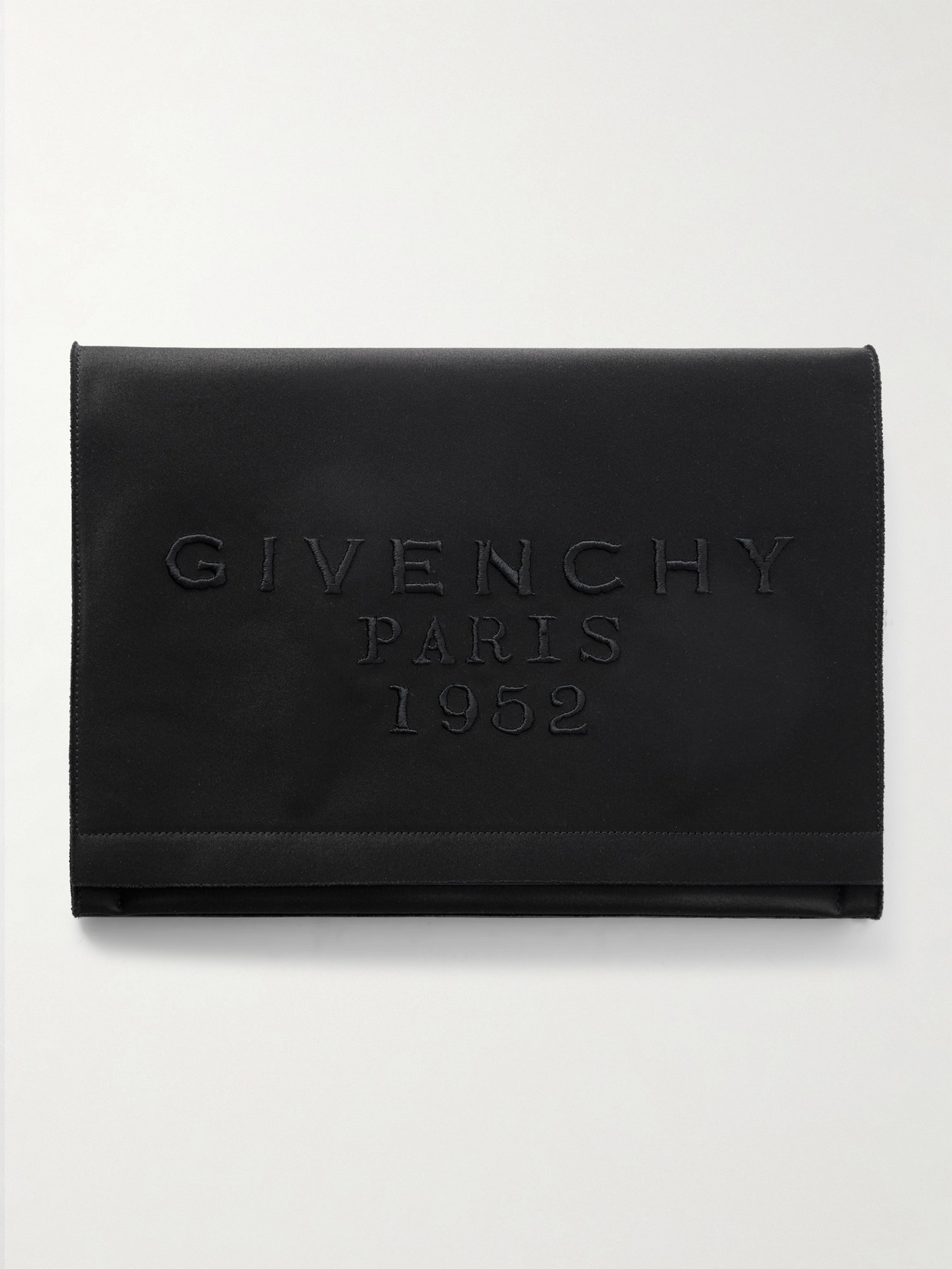 Givenchy Embroidered Satin Pouch In Black