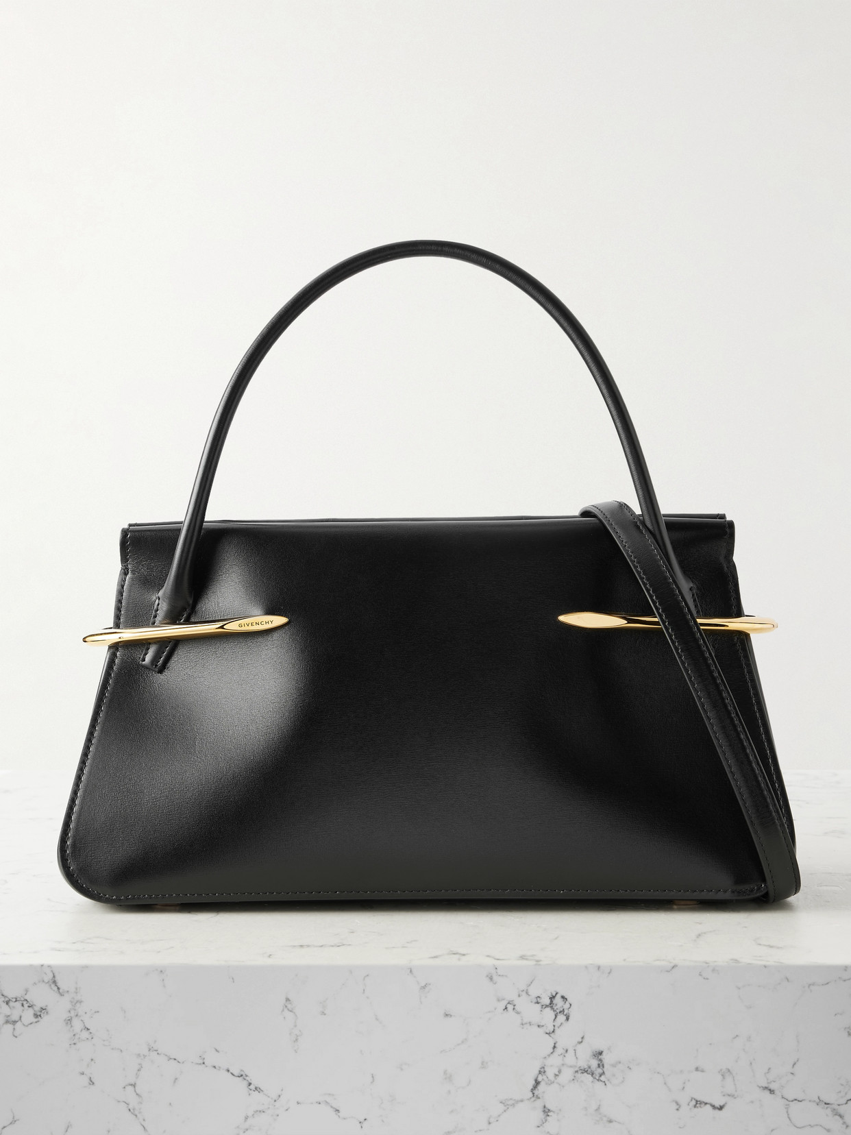 Givenchy Pinch Embellished Leather Shoulder Bag In Black