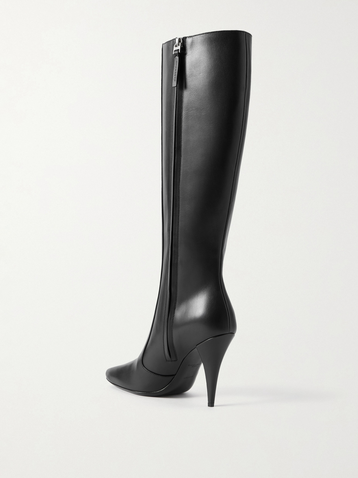 Givenchy Leather Square-toe Knee-high Boots 95 In Black