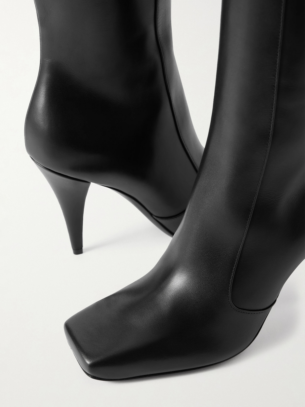 Givenchy Leather Square-toe Knee-high Boots 95 In Black