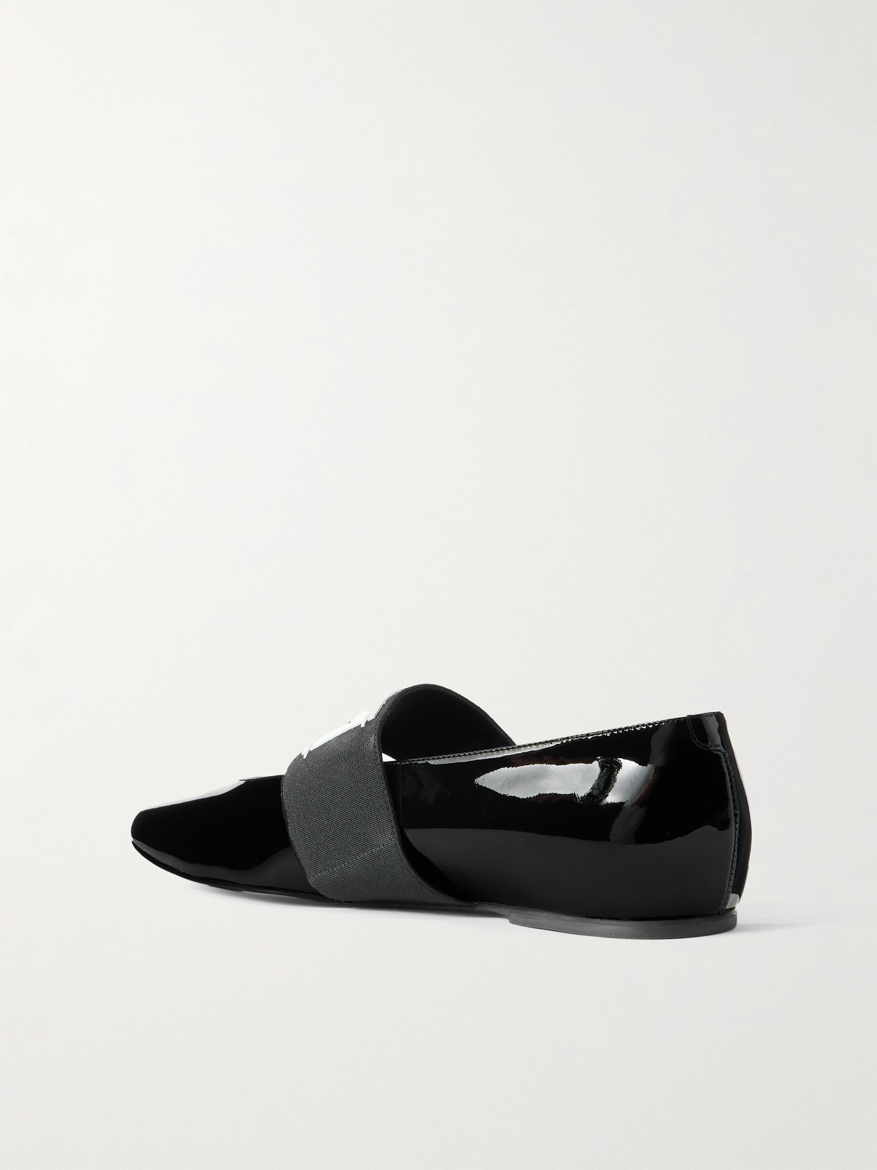 Givenchy Sliced Square Label Patent Leather Ballerina Flats In Black