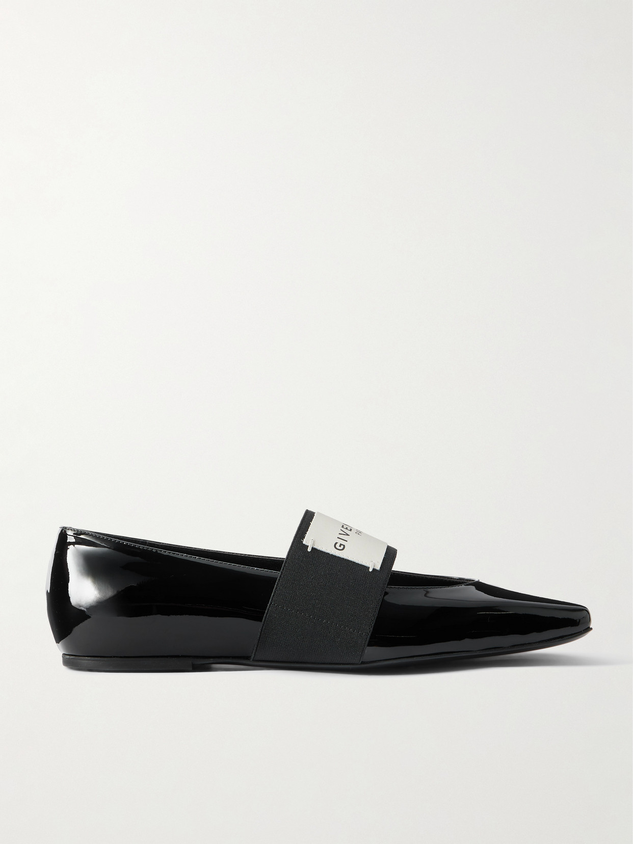 Givenchy Sliced Square Label Patent Leather Ballerina Flats In Black