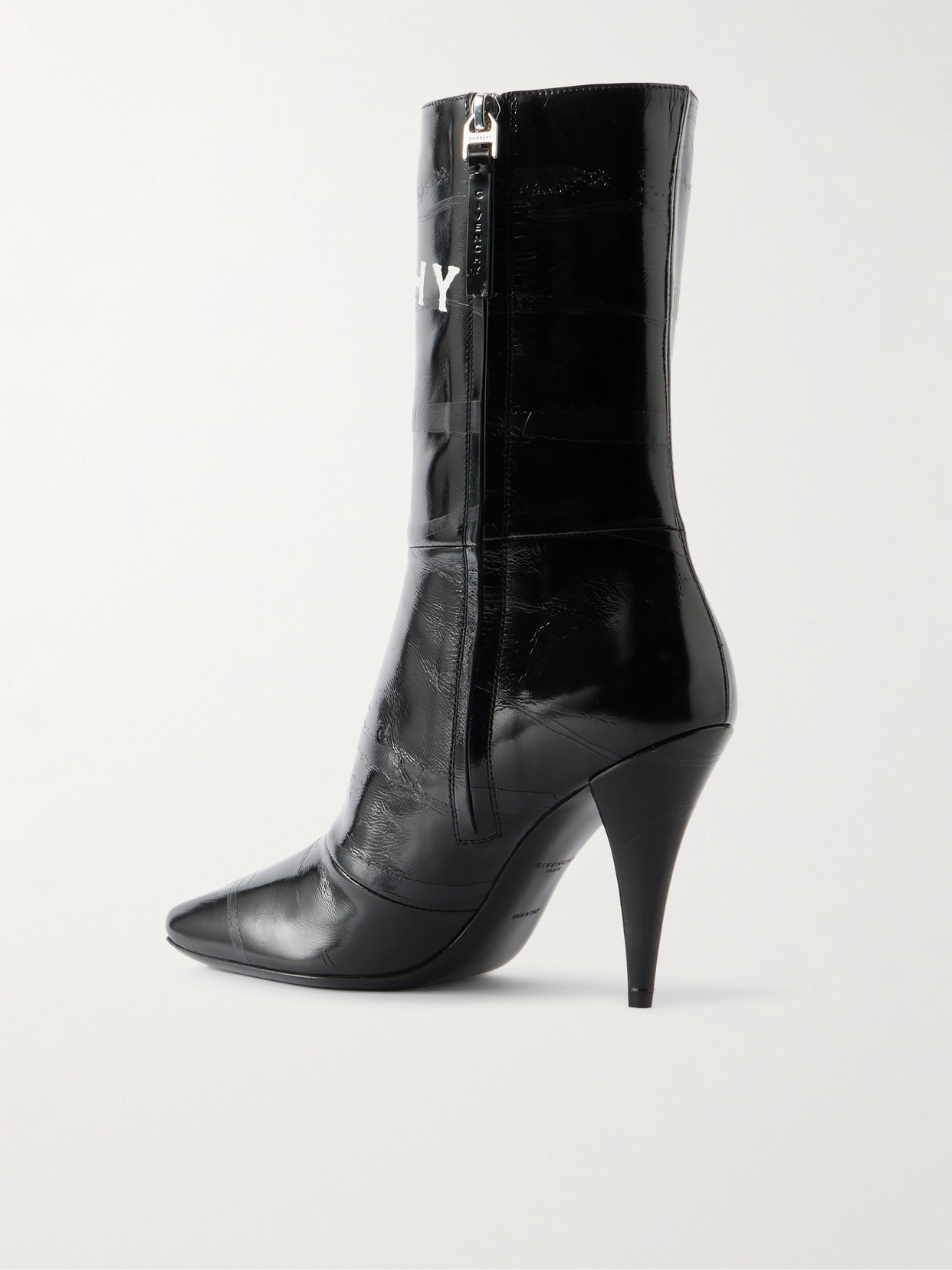 Givenchy Printed Textured-leather Ankle Boots In Black