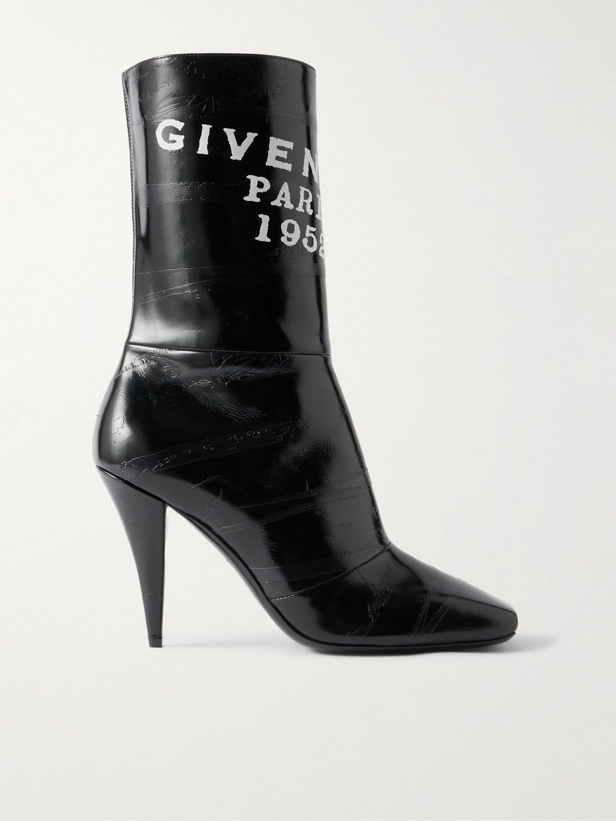Givenchy Printed Textured-leather Ankle Boots In Black