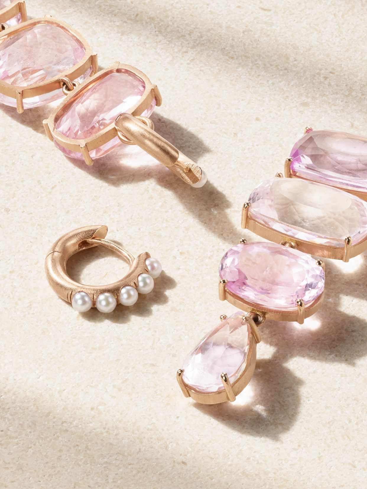 Irene Neuwirth Gemmy Gem 18-karat Rose Gold, Kunzite And Pearl Earrings In Pink