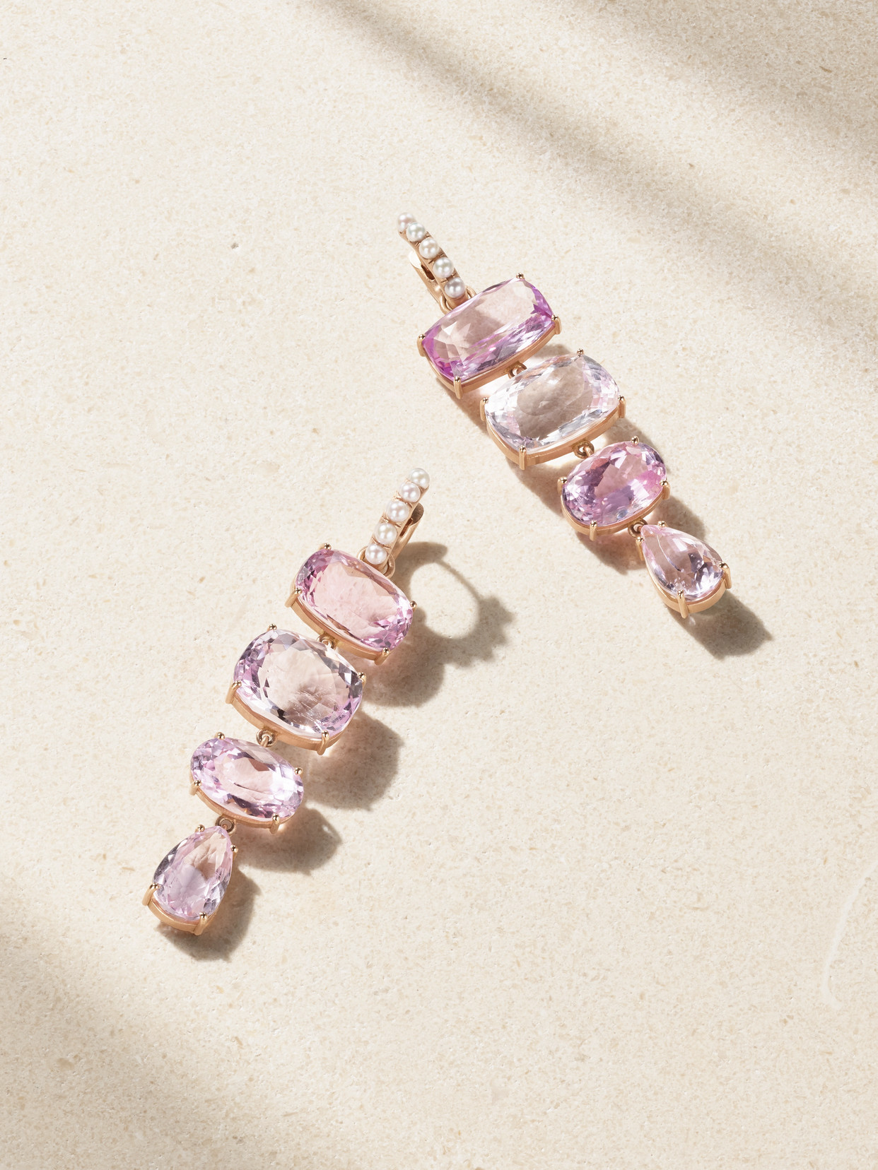 Irene Neuwirth Gemmy Gem 18-karat Rose Gold, Kunzite And Pearl Earrings In Pink