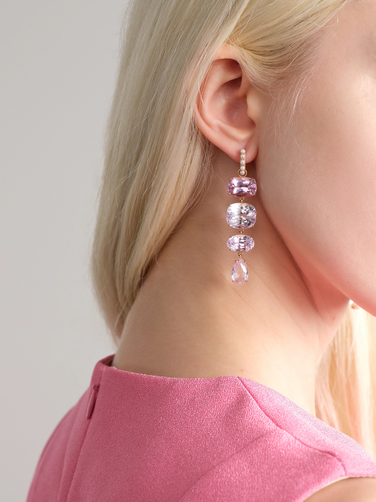 Irene Neuwirth Gemmy Gem 18-karat Rose Gold, Kunzite And Pearl Earrings In Pink