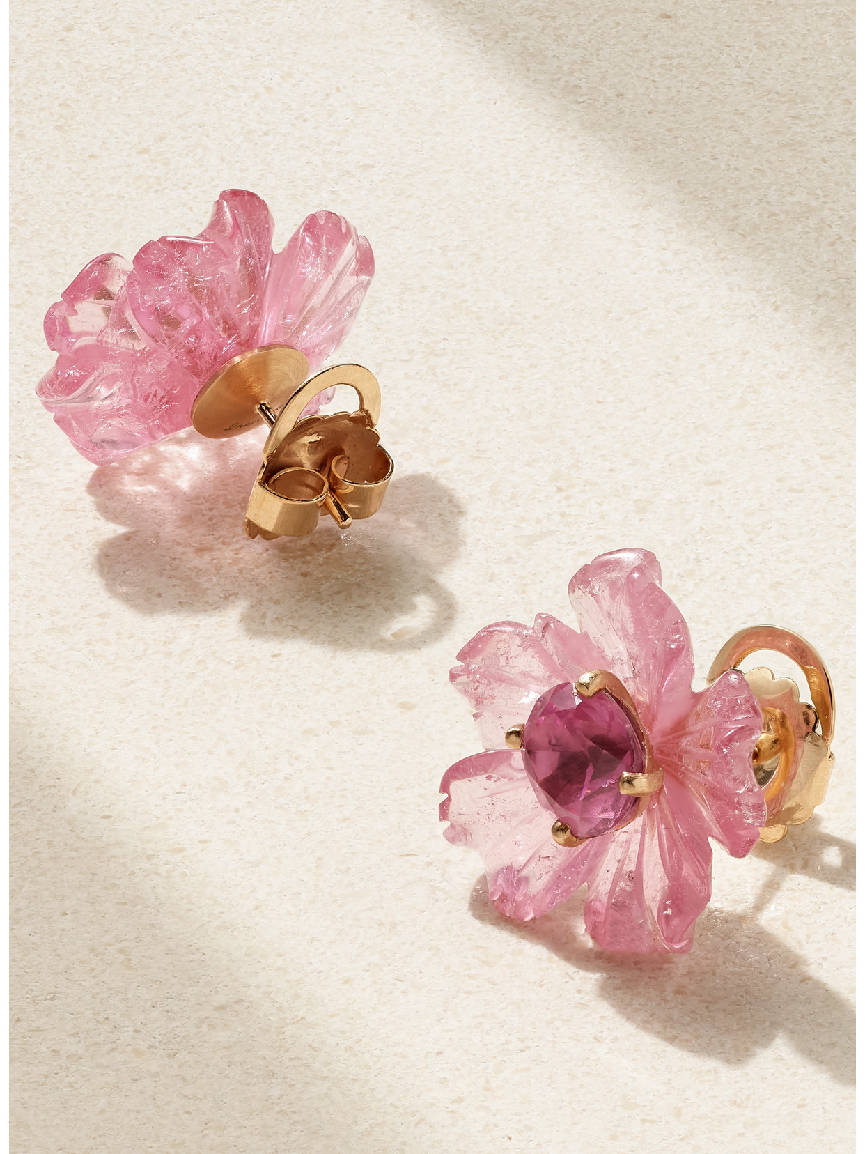 Irene Neuwirth Tropical Flower 18-karat Rose Gold, Tourmaline And Spinel Earrings In Pink