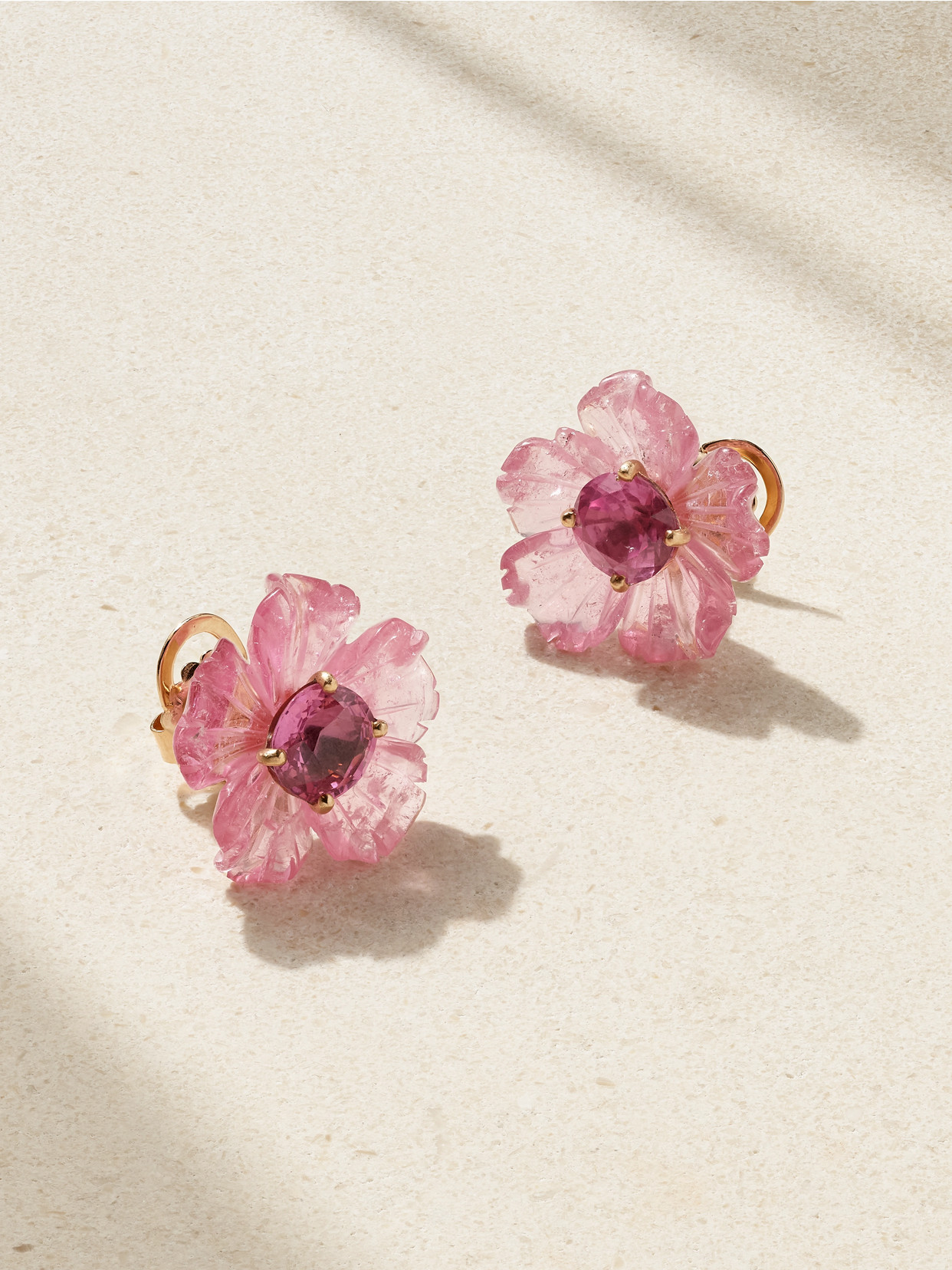 Irene Neuwirth Tropical Flower 18-karat Rose Gold, Tourmaline And Spinel Earrings In Pink